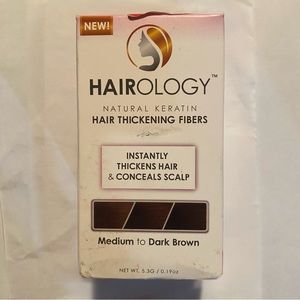 Hairology Natural Keratin Hair Thickening Fibers Medium to Dark Brown 0.19 oz